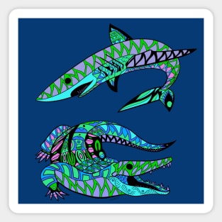 shark and crocodille ecopop pattern Sticker